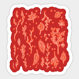 Red Outdoor Leaves Collection Sticker